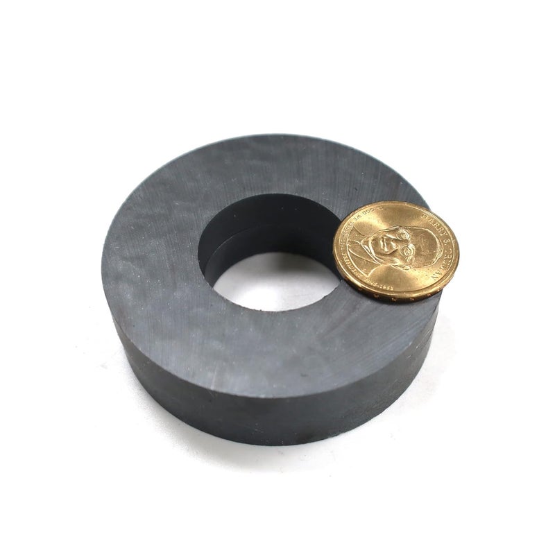 Burnur Large Ceramic Donut Magnets - 2.87" OD, 1.26" ID x 0.4" Thick - Ferrite Ring Magnets for Industrial & DIY Projects (Pack of 2) - Image 1